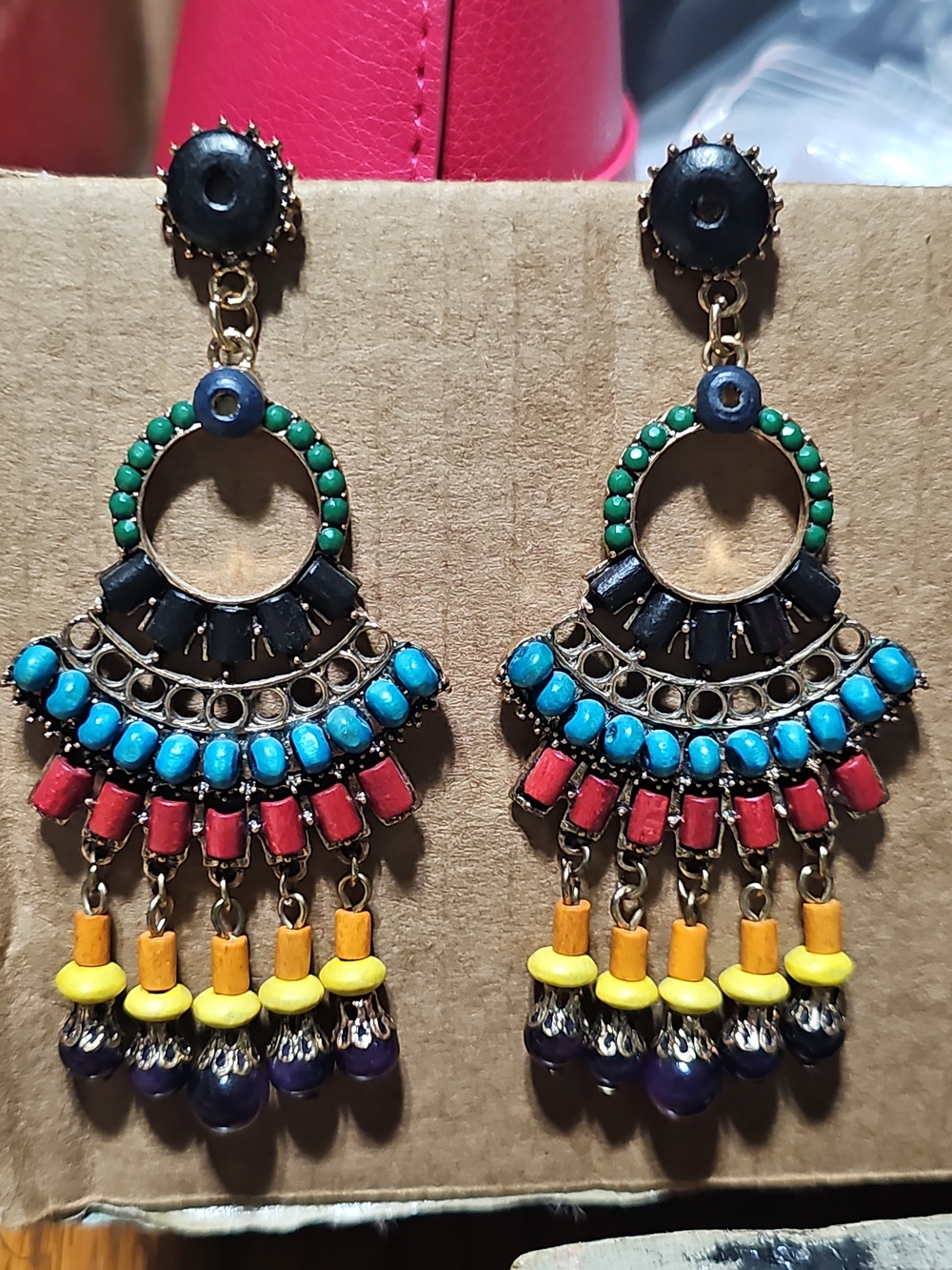 Bohemian Multicolor Beaded Statement Earrings